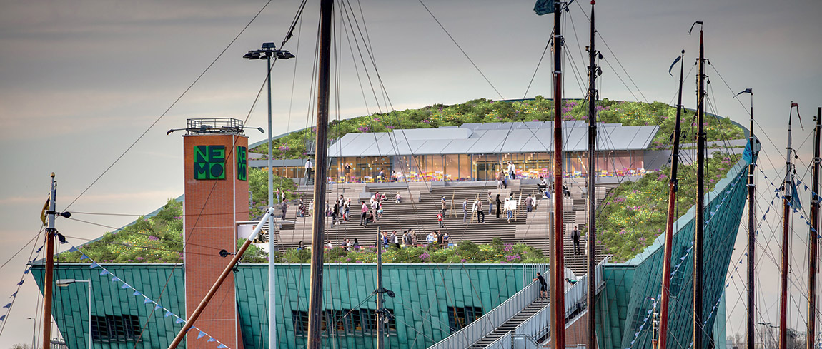 Detail, terrace. Photo: NEMO Science Museum | Reimagining NEMO’s rooftop: where science meets nature in Amsterdam