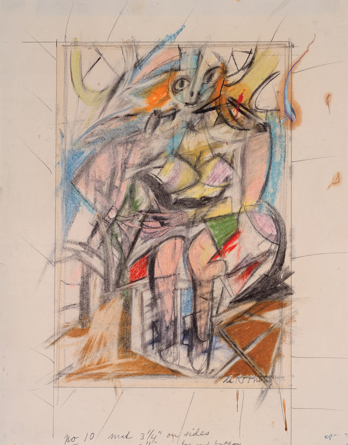Willem de Kooning, Woman (Seated Woman I), 1952, pastel on paper, 28.9 x 19.69 cm. Private Collection. Courtesy Hauser & Wirth Collection Services. © 2025 The Willem de Kooning Foundation/ Artists Rights Society (ARS), New York